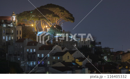Famous viewpoint Miradouro da Senhora do Monte with church and city view of Lisbon timelapse. Portugal Famous viewpoint Miradouro da Senhora do Monte with church and city view of Lisbon timelapse. Portugal 116405332