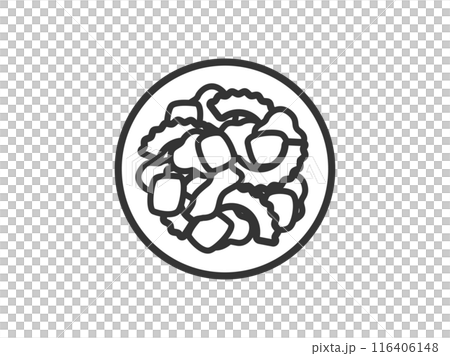 ゴーヤチャンプルーのアイコン（線画）のイラスト 116406148