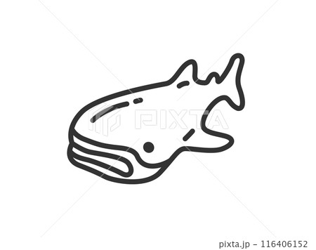 ジンベイザメのアイコン（線画）のイラスト 116406152
