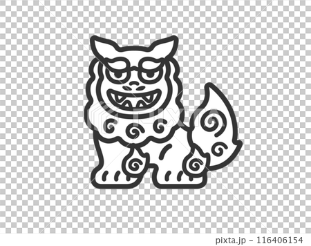 シーサーのアイコン(線画)のイラスト シーサーのアイコン(線画)のイラスト 116406154