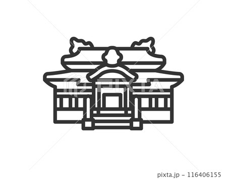 沖縄の首里城のアイコン（線画）のイラスト 116406155