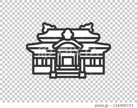 沖縄の首里城のアイコン（線画）のイラスト 116406155