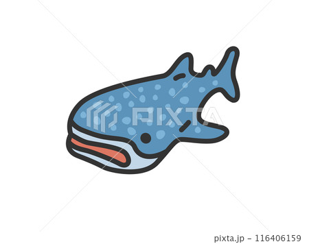 ジンベイザメのアイコン（線画カラー）のイラスト 116406159