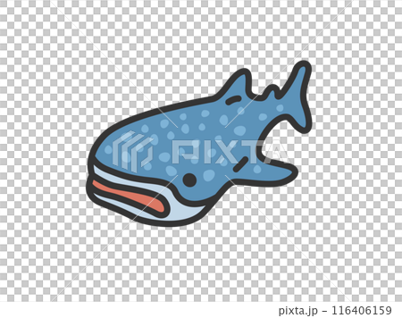ジンベイザメのアイコン（線画カラー）のイラスト 116406159