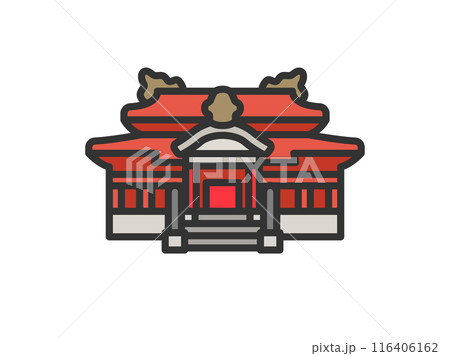 沖縄の首里城のアイコン(線画カラー)のイラスト 沖縄の首里城のアイコン(線画カラー)のイラスト 116406162