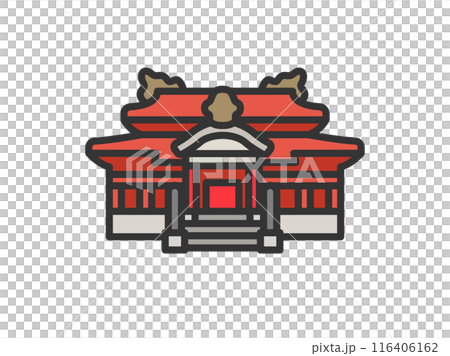 沖縄の首里城のアイコン(線画カラー)のイラスト 沖縄の首里城のアイコン(線画カラー)のイラスト 116406162