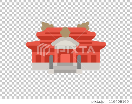 沖縄の首里城のアイコンのイラスト 116406169
