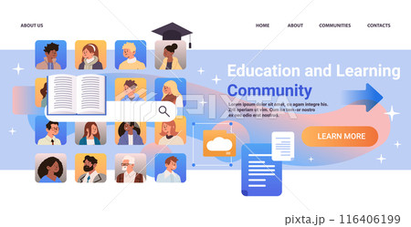 Education and Learning Community concept featuring diverse people icons open book magnifying glass graduation cap cloud document templates colorful background Education and Learning Community concept featuring diverse people icons open book magnifying glass graduation cap cloud document templates colorful background 116406199