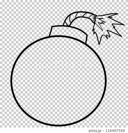 シンプルな爆弾の線画 116407589