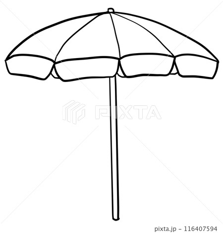 シンプルなビーチパラソルの線画 116407594