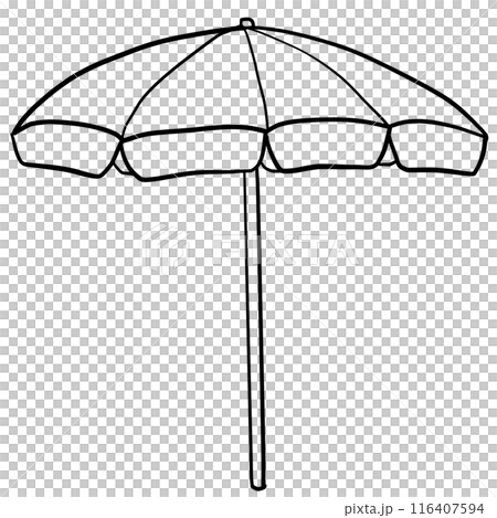 Simple beach umbrella line drawing 116407594