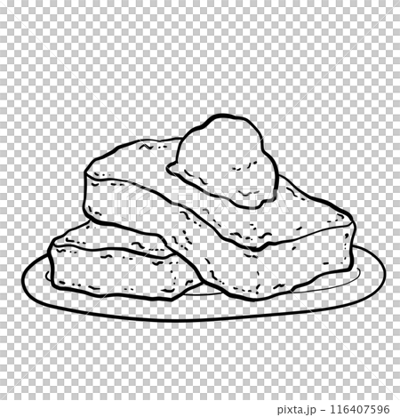 Simple French toast line drawing 116407596