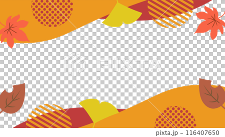 秋天的落葉和幾何圖案框架（16:9） 116407650