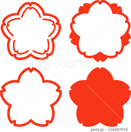 桜の花型の判子風フレーム 桜の花型の判子風フレーム 116407659