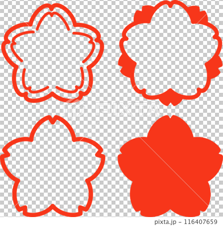 桜の花型の判子風フレーム 桜の花型の判子風フレーム 116407659