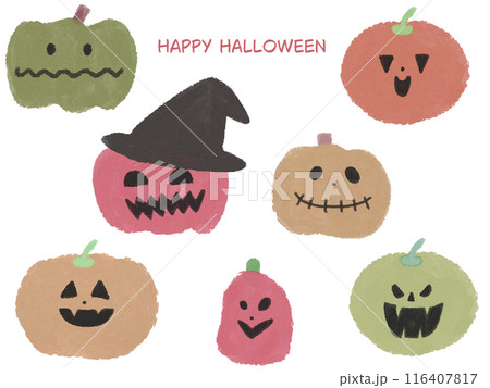 ハロウィンのかわいいかぼちゃセット モダンver ハロウィンのかわいいかぼちゃセット モダンver 116407817