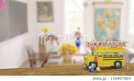 The School bus for Back to school concept 3d rendering. The School bus for Back to school concept 3d rendering. 116407864