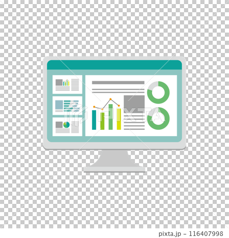 顯示圖形資料的電腦顯示器的插圖 116407998
