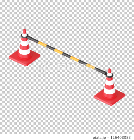 3DCG | Isometric | Traffic cones and barricades indicating no entry 116408088