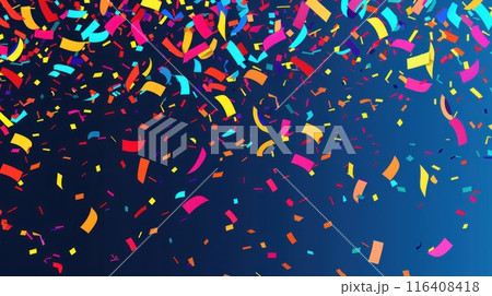 Banner flat design gift and confetti. Generative AI Banner flat design gift and confetti. Generative AI 116408418