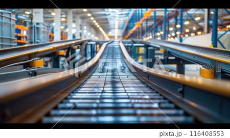 Empty Conveyor belt in distribution center. Generative AI 116408553