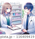 先輩薬剤師と後輩薬剤師の職場の風景 116409419