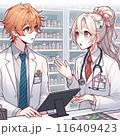 先輩薬剤師と後輩薬剤師薬局内での出来事 116409423