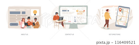 Company information isolated concept vector illustration set. Company information isolated concept vector illustration set. 116409521