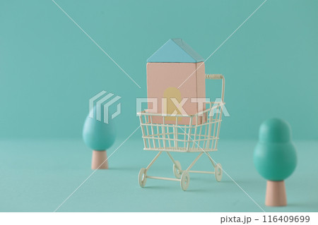 家をカートで運ぶ引越しのイメージ 116409699