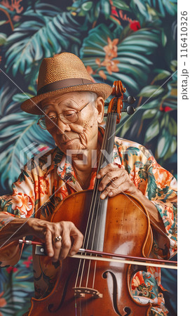 シニアストリートミュージシャン AI画像 116410326