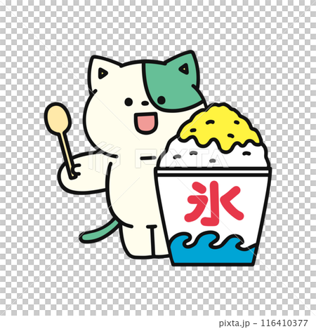 かき氷と可愛いネコ 116410377