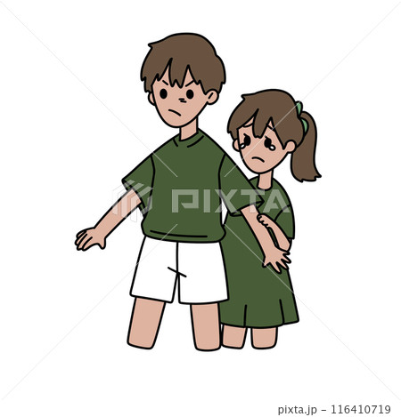 A boy and a girl are standing next to each other 116410719