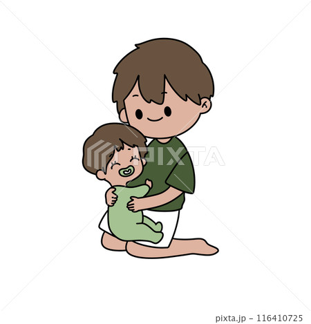 A man is holding a baby 116410725