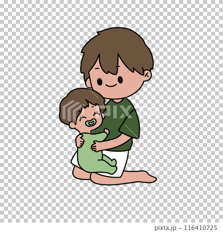 A man is holding a baby 116410725
