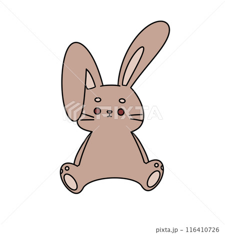 A cartoon rabbit is sitting on a white background A cartoon rabbit is sitting on a white background 116410726