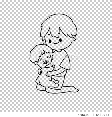A man is holding a baby A man is holding a baby 116410773