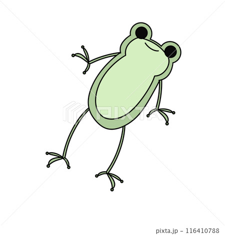 A cartoon frog is jumping in the air 116410788