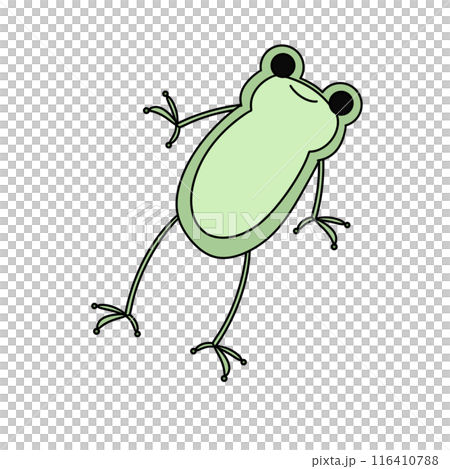 A cartoon frog is jumping in the air 116410788