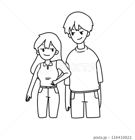 A man and a woman are standing next to each other A man and a woman are standing next to each other 116410822