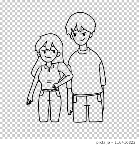A man and a woman are standing next to each other A man and a woman are standing next to each other 116410822