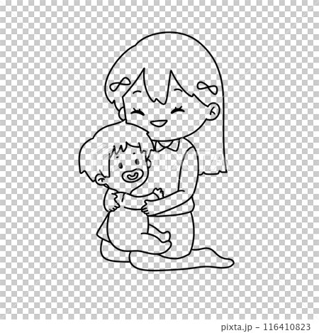 A woman is holding a baby 116410823