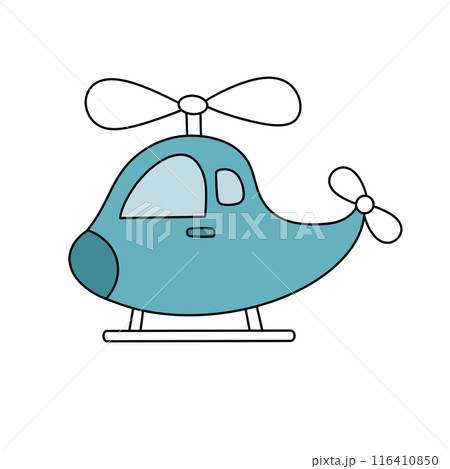 A blue helicopter with a white propeller A blue helicopter with a white propeller 116410850