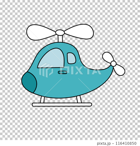A blue helicopter with a white propeller A blue helicopter with a white propeller 116410850