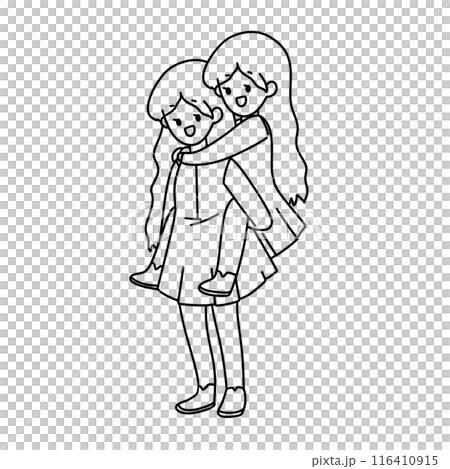 Two girls are holding each other up Two girls are holding each other up 116410915