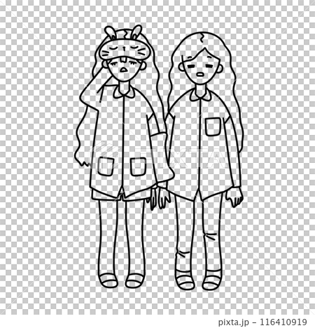 Two girls are standing next to each other Two girls are standing next to each other 116410919