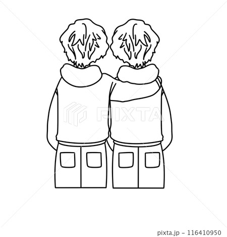 Two young men hug each other 116410950