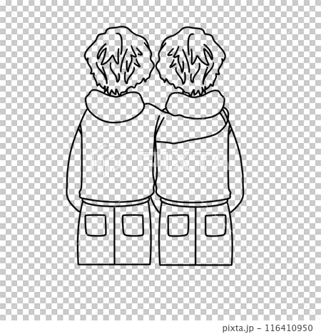 Two young men hug each other 116410950