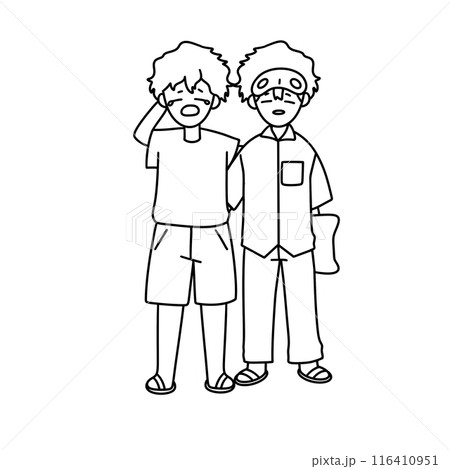 Two men are standing next to each other 116410951