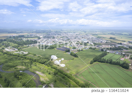 北海道 十勝平野 鹿追パーク周辺（空撮） 116411024