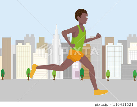 陸上競技の男子のマラソンのイラスト素材です。 陸上競技の男子のマラソンのイラスト素材です。 116411521
